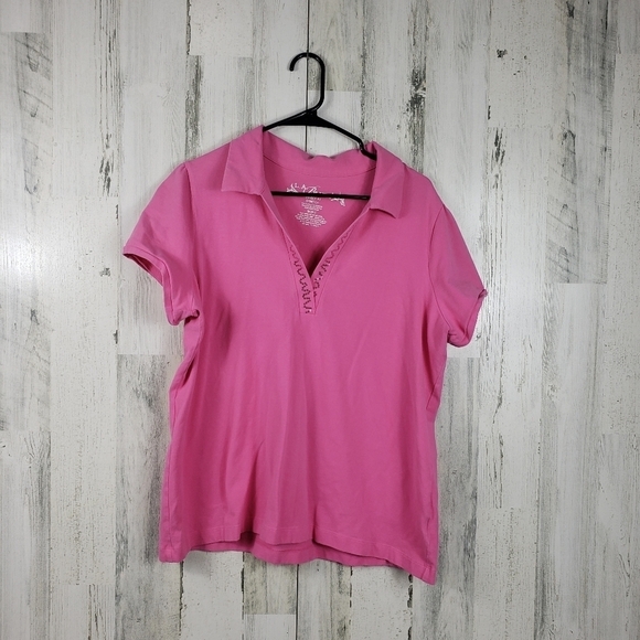 La blues pink short sleeve collar tshirt women's plus size 18-20W - Picture 7 of 7